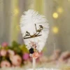 Handmade white feather Nikkah pen with black and peach roses
