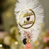 Customized version of the pen showing gold mirror acrylic couple name circle with Hadiya and Arham