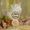 Front view of the complete Cream Flower White Feather Nikkah Pen