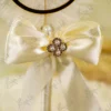 Customized version showing circular gold acrylic couple name circle on the feather