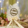 Personalized Nikkah pen with customized couple names Ayaz and Sumia in gold acrylic circle