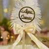 Cream Satin Gold Qabool Hai White Feather Nikkah Pen 7