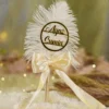 Gold mirror acrylic Qabool Hai calligraphy on white feather signing pen