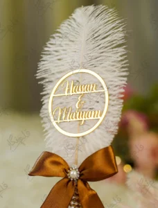 Customized version of the pen showing gold mirror acrylic couple nameplate with Hassan & Maryam