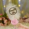 Handmade white feather Nikkah pen with a pink satin rose and pearl sprigs