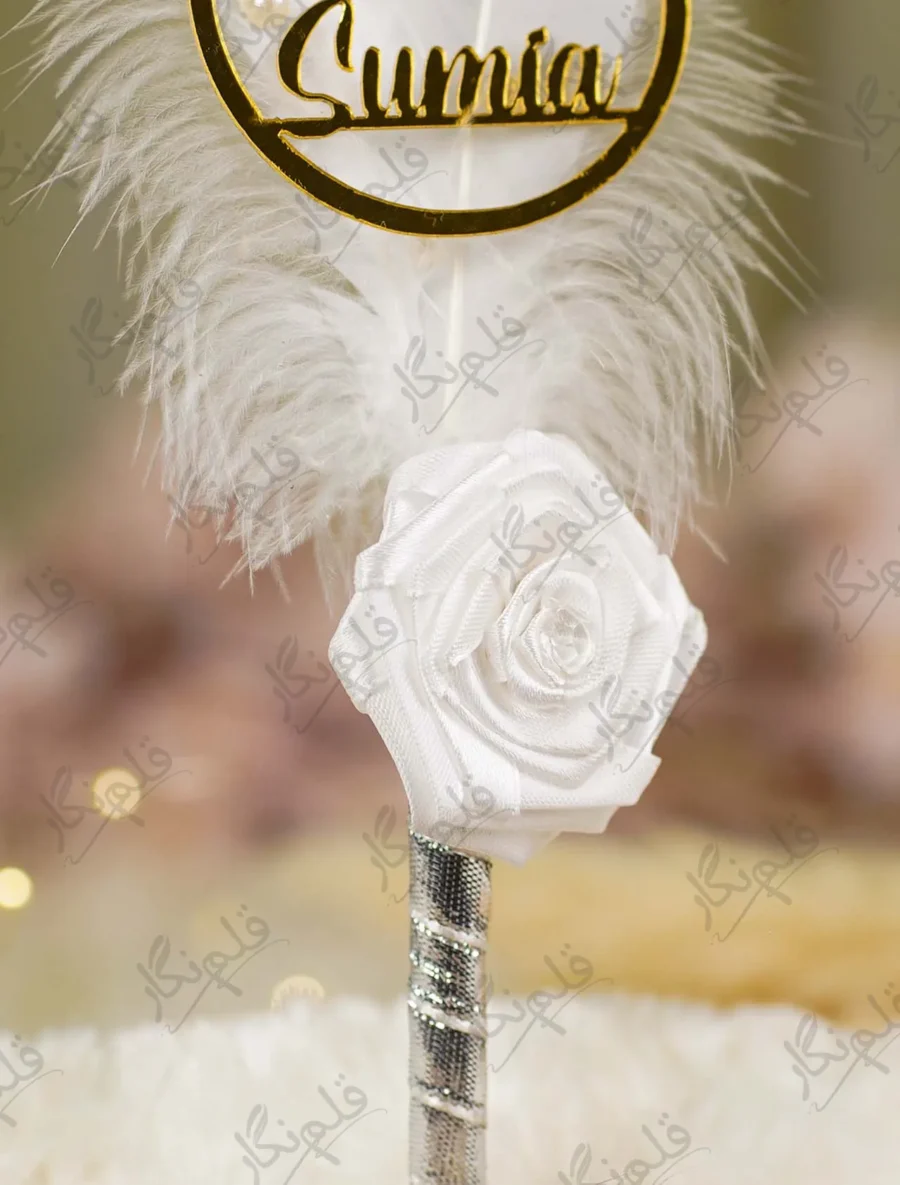 Double White Feather Silver Nikkah Pen 6