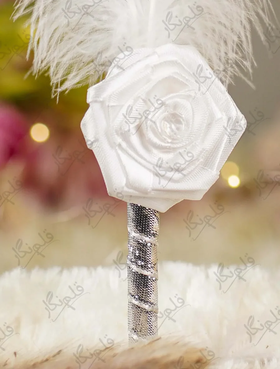 Double White Feather Silver Nikkah Pen 8