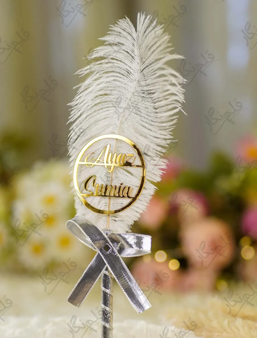 Detailed shot of the silver ribbon bow with square rhinestone centerpiece