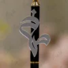 Black Nikkah signature pen topped with a clear crystal diamond and gold settings