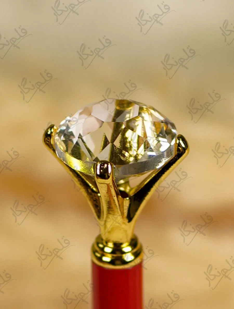 Red Nikkah signature pen customized with a silver mirror acrylic nameplate