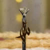 High angle close up of the multi faceted crystal glass diamond top
