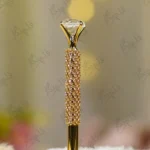 Gold diamond Nikkah pen with glittering rhinestone mesh wrap