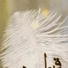 Detailed shot of the polished gold metal handle and feather joint