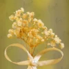 Gold metal Nikkah pen with dried yellow baby's breath flowers and champagne ribbon