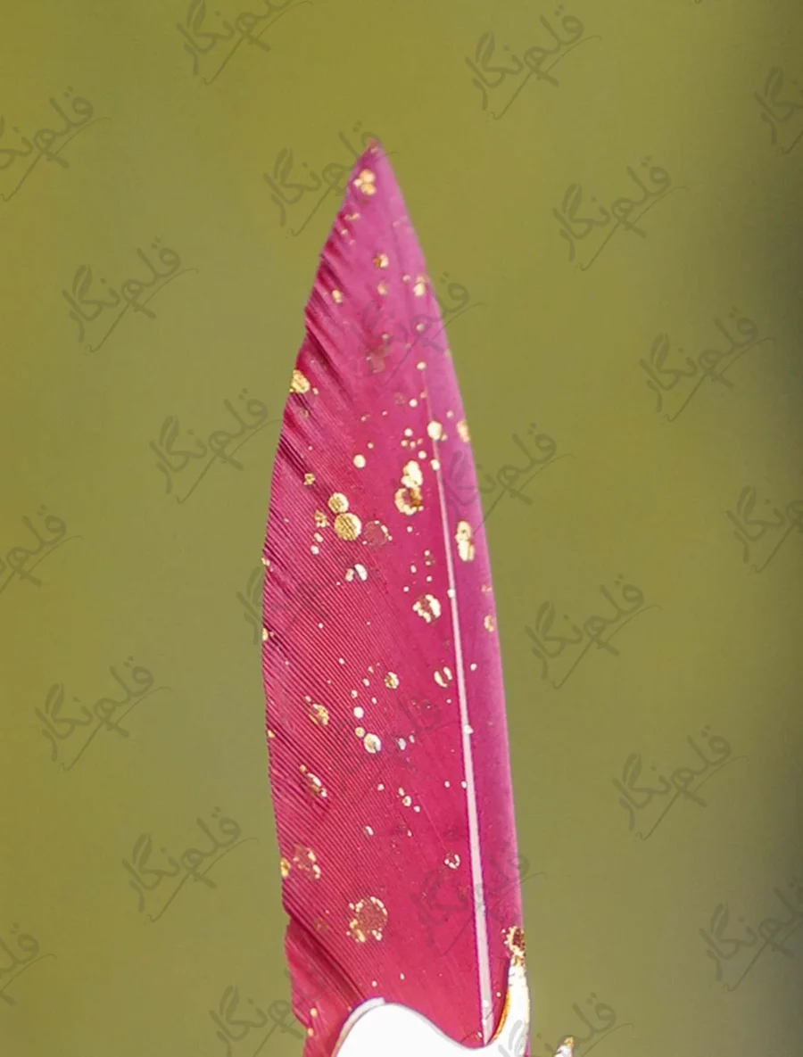 Close up of the red crystal gemstone set in a gold filigree oval frame