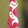 Close up of the gold filigree frame and base of the red feather