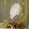 Handmade white feather Nikkah pen with gold ribbon handle and gold Qabool Hai script