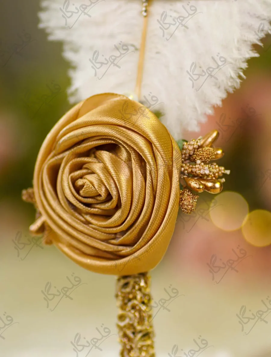 Side angle of the gold lace wrapped handle showing premium texture