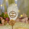 Handmade white feather Nikkah pen with a gold satin rose and rhinestone spine