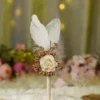 Ivory rose Nikkah pen with white feathers and gold beads