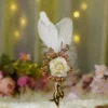 Smooth ivory satin ribbon-wrapped stem close up
