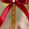 Front view of the complete Rustic Jute Heart Maroon Nikkah Pen