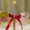 Handmade rustic Nikkah pen with a jute heart frame and maroon bow