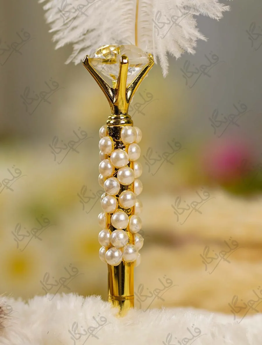 Close up showing the custom name circle option on the white feather