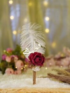 Maroon Rose Gold Lace Nikkah Pen (8)