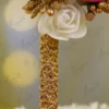 Front view of the complete Maroon Rose Gold Lace Nikkah Pen