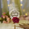 Handmade white feather Nikkah pen with a maroon rose and gold lace handle