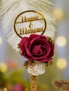 Maroon Rose Gold Lace Nikkah Pen (8)