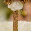 Alternate close up of the gold lace wrap details