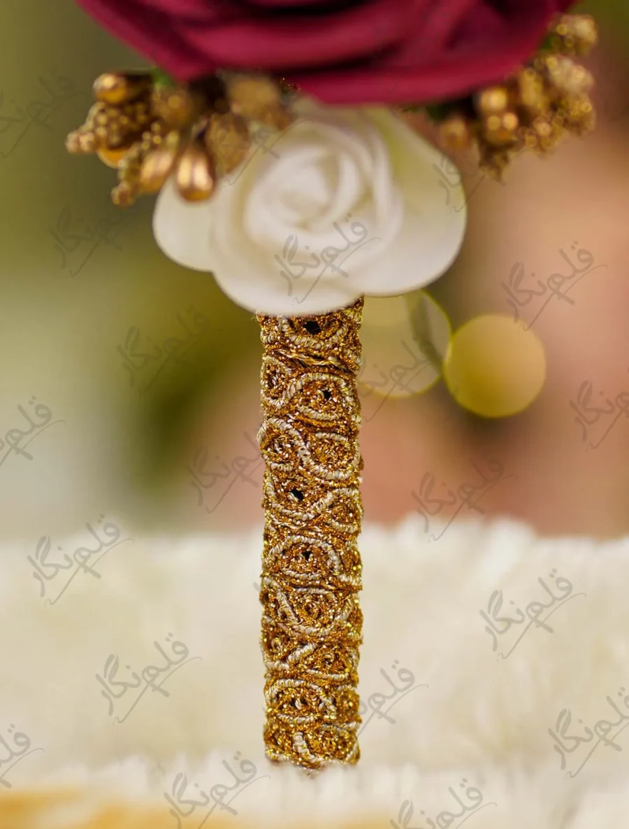Alternate close up of the gold lace wrap details
