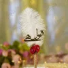 Handmade white feather Nikkah pen with maroon satin roses and gold wave trim