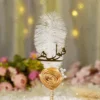 Handmade white feather Nikkah pen with gold satin rose and pearls