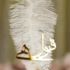 High angle view of the soft white feather quill