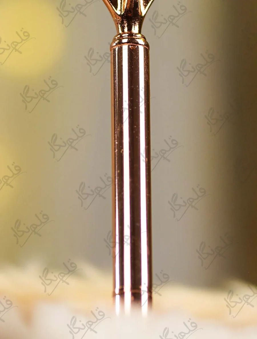 Top-down close-up of the crystal diamond prong set crown on the pen