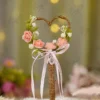 Handmade rustic Nikkah pen with a jute heart and pink rose wreath