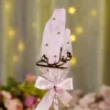 Handmade pink and white double feather Nikkah pen with pink ribbon bow and handle