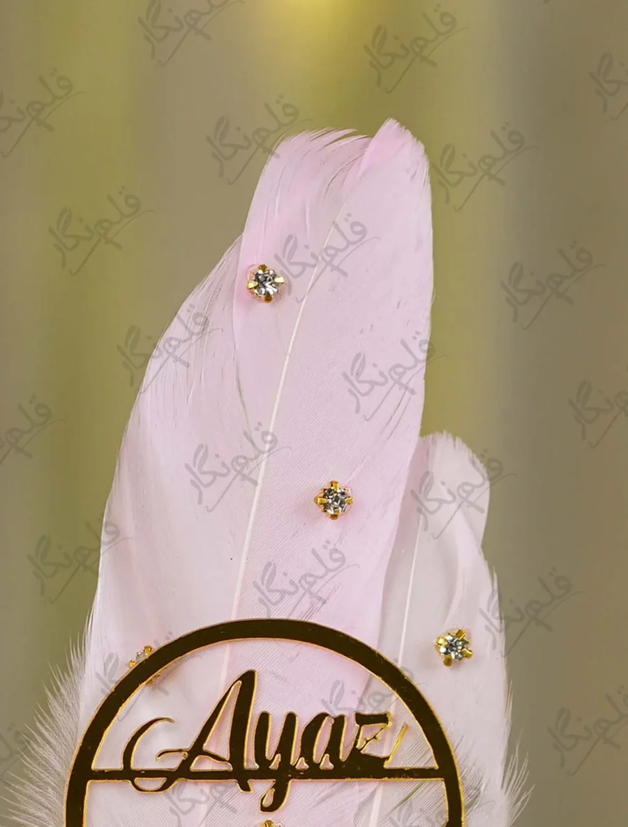Full length view of the Pink White Double Feather Nikkah Pen