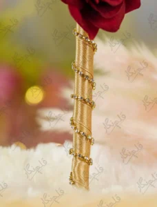 Red Rose Gold Ribbon White Feather Nikkah Pen 4