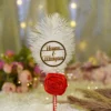Handmade white feather Nikkah pen with a red satin rose and pearl sprigs