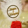 Full length view of the Red Satin Rose White Feather Nikkah Pen