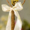 Side angle of the jute heart and gold mirror calligraphy cutout