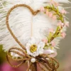 Alternate close up showing the rustic heart structure and daisy details