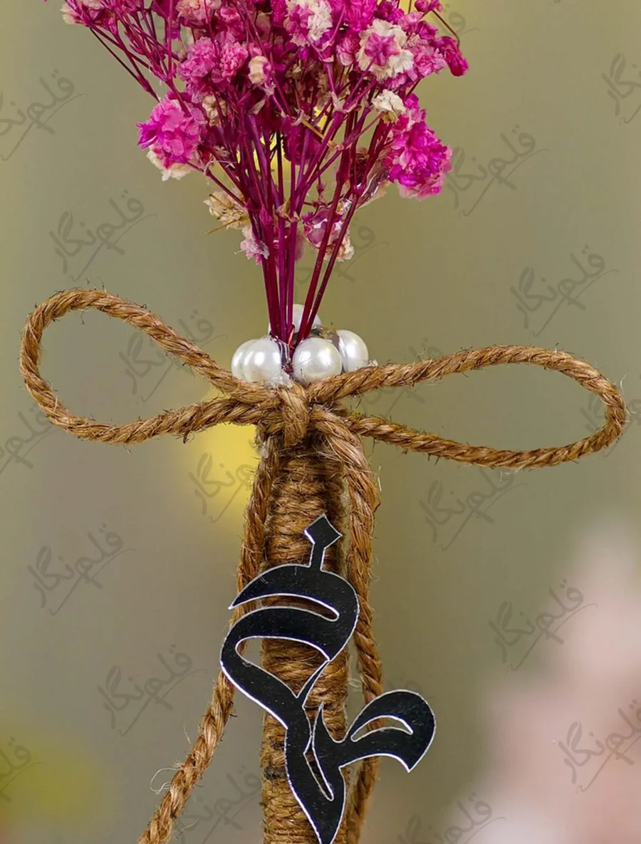 Detailed shot showing the brown jute twine bow and wrap construction