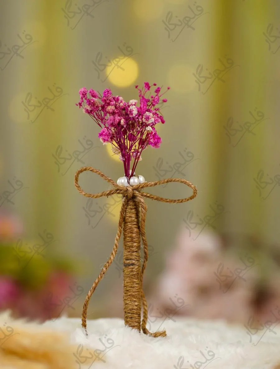 Handmade jute wrapped Nikkah pen with dried purple baby's breath flowers