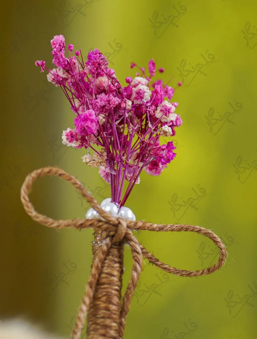 Front view of the complete Rustic Jute Purple Baby's Breath Nikkah Pen