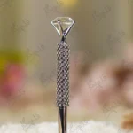 Silver diamond Nikkah pen with glittering rhinestone mesh wrap
